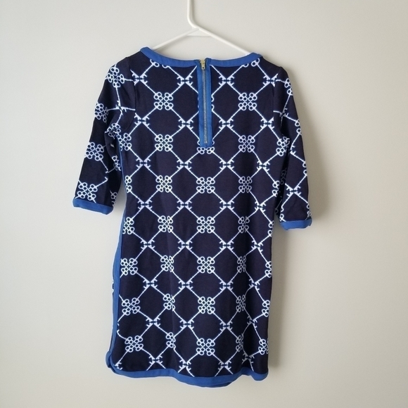 Crown & Ivy Blue/Navy Nautical Key Print 3/4 Sleeves Midi Shift Dress Size XS - Picture 4 of 12